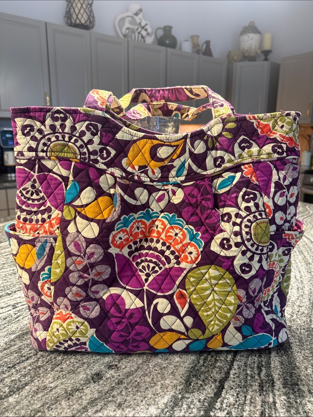 Vera Bradley Quilted Floral Tote Bag in Purple